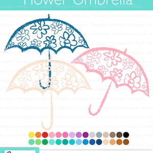 Umbrella Clip Art, Digital Umbrella Clipart, Multiple Colors, 30 Colors, Instant Download PNG