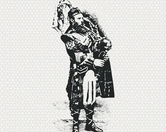 clipart joueur de cornemuse écossais vintage, clipart Ecosse, Art écossais vintage, Illustration de cornemuse écossaise vintage, kilt écossais