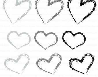 Black Hearts PNG, Heart Clipart Instant Download