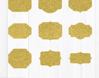 Digital Frames Clipart Gold Bundle, Gold Digital Frames, Gold Glitter Frames, Gold Frames PNG