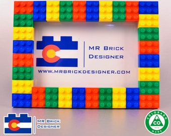 4x6 Picture Frame made with Red, Green, Yellow, and Blue LEGO® bricks