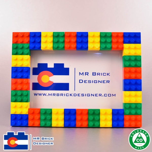 4x6 Picture Frame made with Red, Green, Yellow, and Blue LEGO® bricks