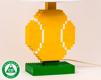 Tennis ball table lamp made from LEGO® elements