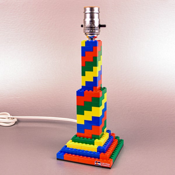 Spiral lamp, made of LEGO® elements (Red, Green, Yellow, Blue)