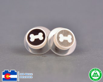 Single pair of Dots Patterns Surgical Steel Earrings made from LEGO® elements