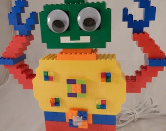 Robot lamp made of LEGO® elements
