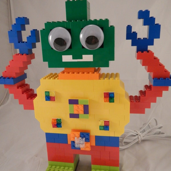 Robot lamp made of LEGO® elements