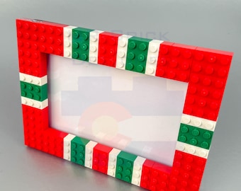Red, green, and white 4x6 picture frame made from LEGO® elements