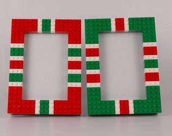 Red, green, and white 4x6 picture frame made from LEGO® elements