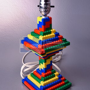 Spiral hourglass table lamp made with LEGO® elements