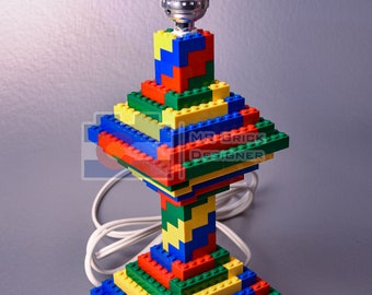 Spiral hourglass table lamp made with LEGO® elements