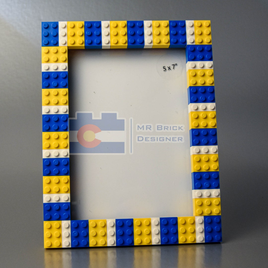 Yellow Blue and White 5x7 Picture Frame Made With LEGO® Elements Etsy