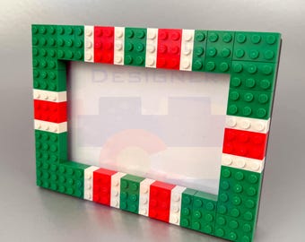 Green, Red, and White 4x6 picture frame made from LEGO® elements