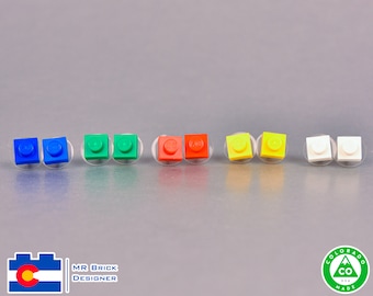 Juego de 5 pares de pendientes de acero quirúrgico LEGO® cuadrados