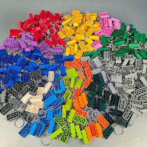 Bulk packs of colorful brick key chain, key ring, or zipper pull