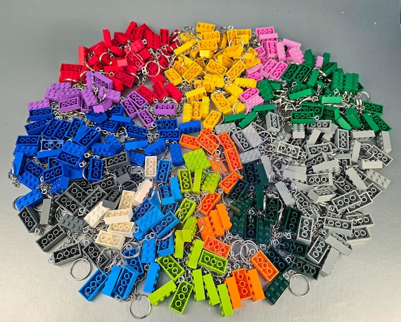Bulk Packs of Colorful Brick Key Chain, Key Ring, or Zipper Pull