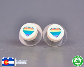 Single pair of Dots Emoji Surgical Steel Earrings made from LEGO® elements