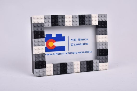 Black, White, and Gray Picture Frame (4x6 in) made with LEGO® elements