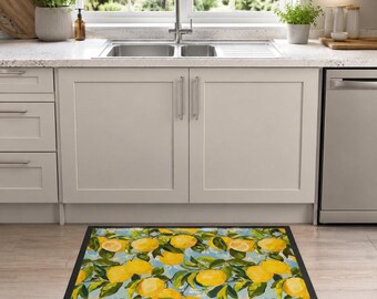 Lemon Kitchen Mat | Non-Slip Kitchen Floor Mat | Ultra Thin Non Slip | Absorbent Runner Rug