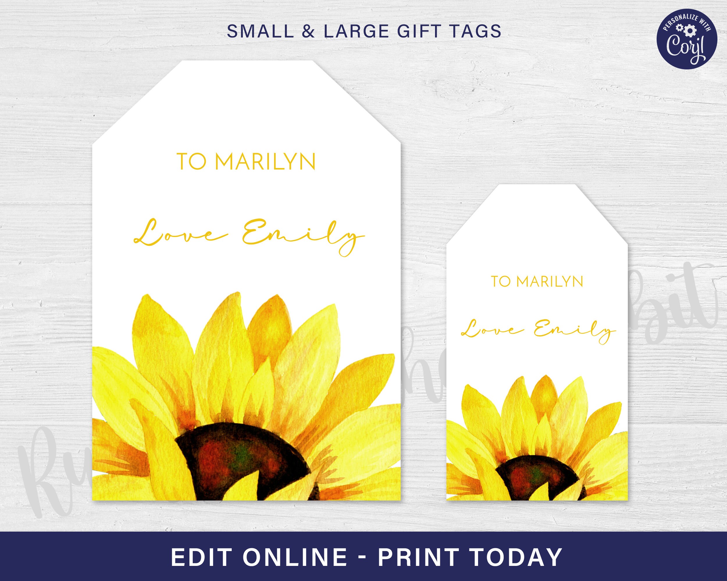 Sunflower Gift Tags Large Gift Tag Editable Gift Tag PNG Etsy Singapore