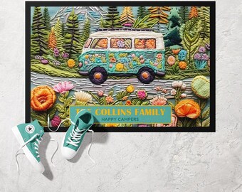 Campervan Doormat | Ultra Thin Door Mat | Non-Slip Absorbent Mat | Personalised Custom Doormat | Housewarming Gift