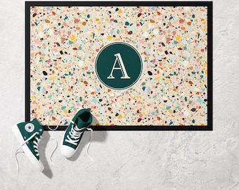 Monogram Terrazzo Doormat | Ultra Thin Door Mat | Non-Slip Absorbent Mat | Personalised Custom Doormat | Housewarming Gift