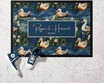 Duck Pond Doormat | Ultra Thin Door Mat | Non-Slip Absorbent Mat | Personalised Custom Doormat | Housewarming Gift