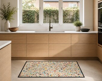 Terazzo Kitchen Mat | Non-Slip Kitchen Floor Mat | Ultra Thin Non Slip | Absorbent Runner Rug