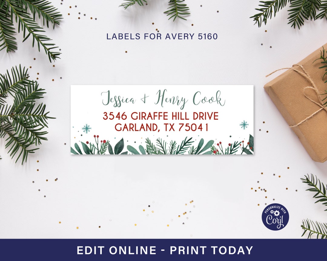 Winter Return Address Labels Avery 5160 Label Christmas Return Address