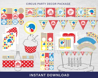 Circus Party Decorations - Carnival Party Decorations - PRINTABLE Circus Party Supplies -Carnival / Circus Party - INSTANT DOWNLOAD - 0107