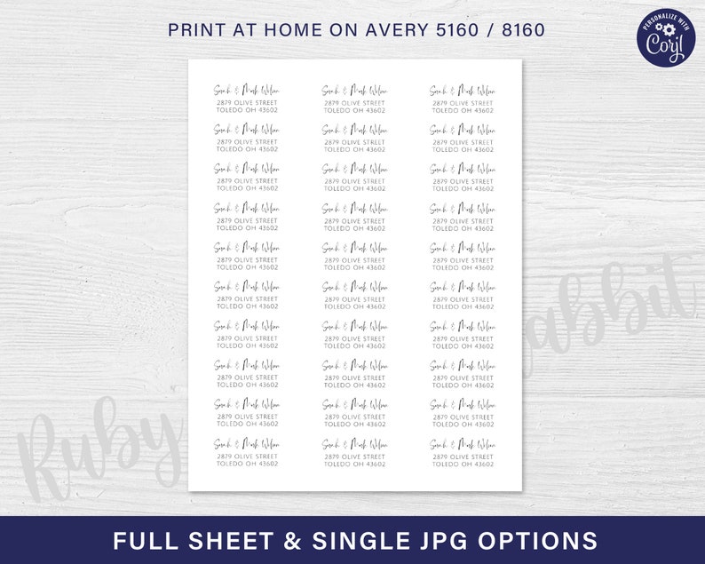Simple Return Address Labels Editable Avery 5160 Label Etsy