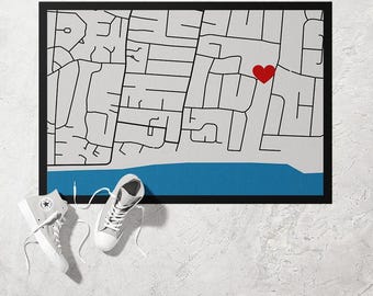 Grey Map Doormat | Ultra Thin Door Mat | Non-Slip Absorbent Mat | Personalised Custom Doormat | Housewarming Gift