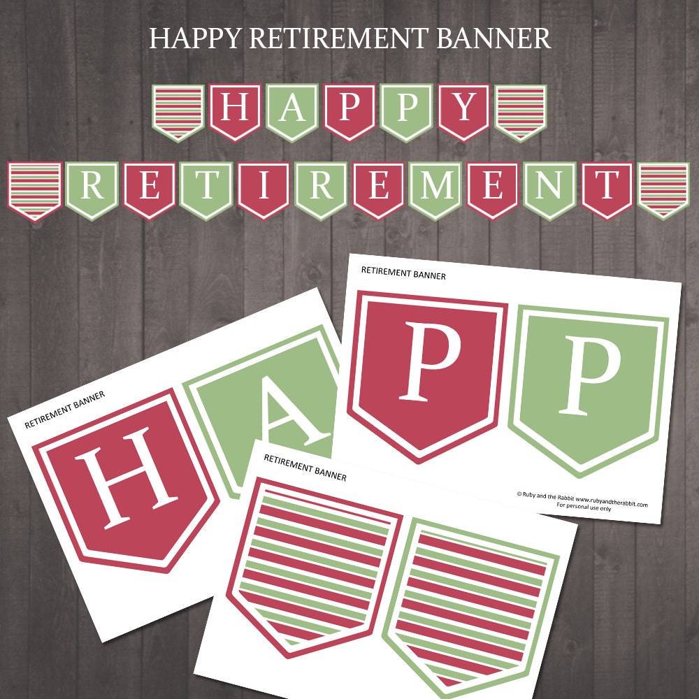 printable happy retirement banner instant etsy
