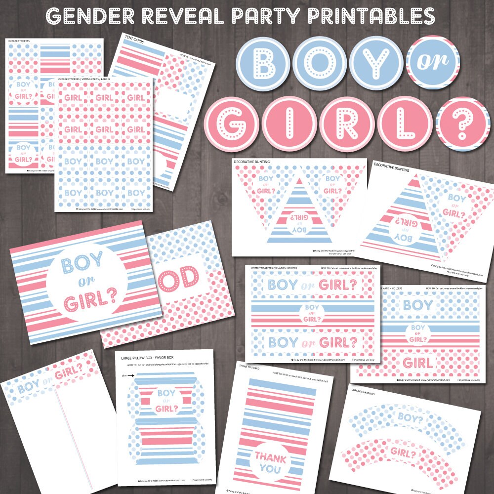  Gender  Reveal  Party  Supplies  Printable Boy or Girl Party  