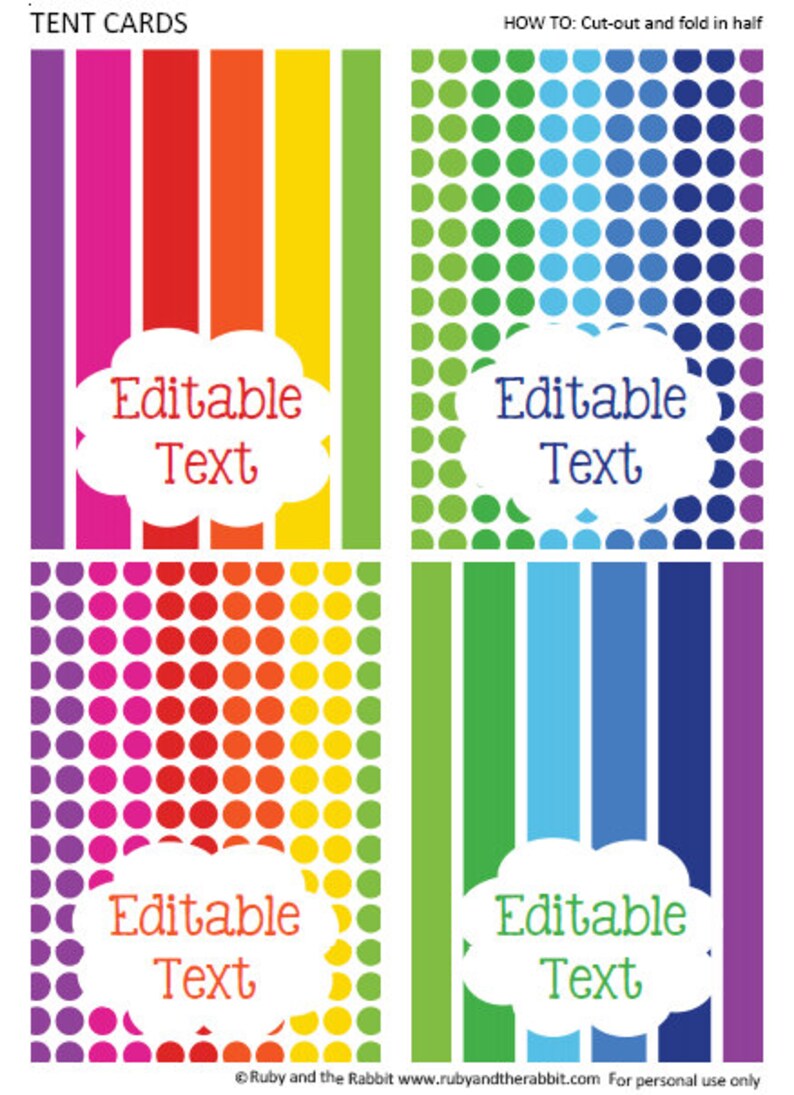 editable rainbow party decorations printable rainbow party