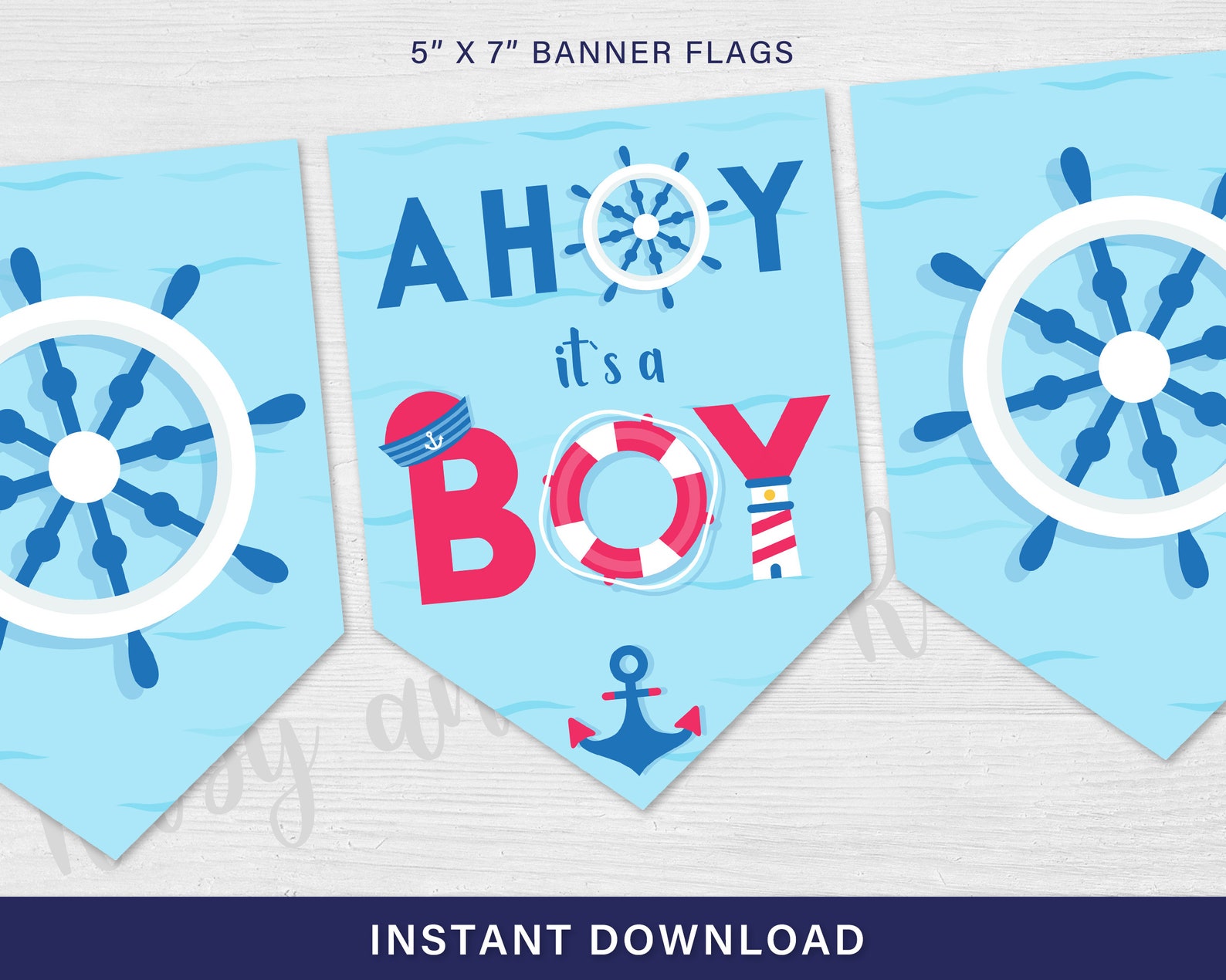 AHOY Its a BOY Banner Printable ahoy Its a Boy Banner Nautical Baby ...