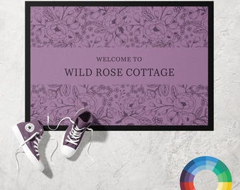 Botanical Bliss Floral Doormat | Ultra Thin Door Mat | Non-Slip Absorbent Mat | Personalised Custom Doormat | Housewarming Gift