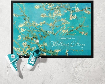 Van Gogh Almond Blossoms Doormat | Ultra Thin Door Mat | Non-Slip Absorbent Mat | Personalised Custom Doormat | Housewarming Gift