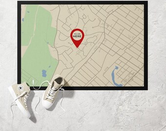 Beige Map Doormat | Ultra Thin Door Mat | Non-Slip Absorbent Mat | Personalised Custom Doormat | Housewarming Gift