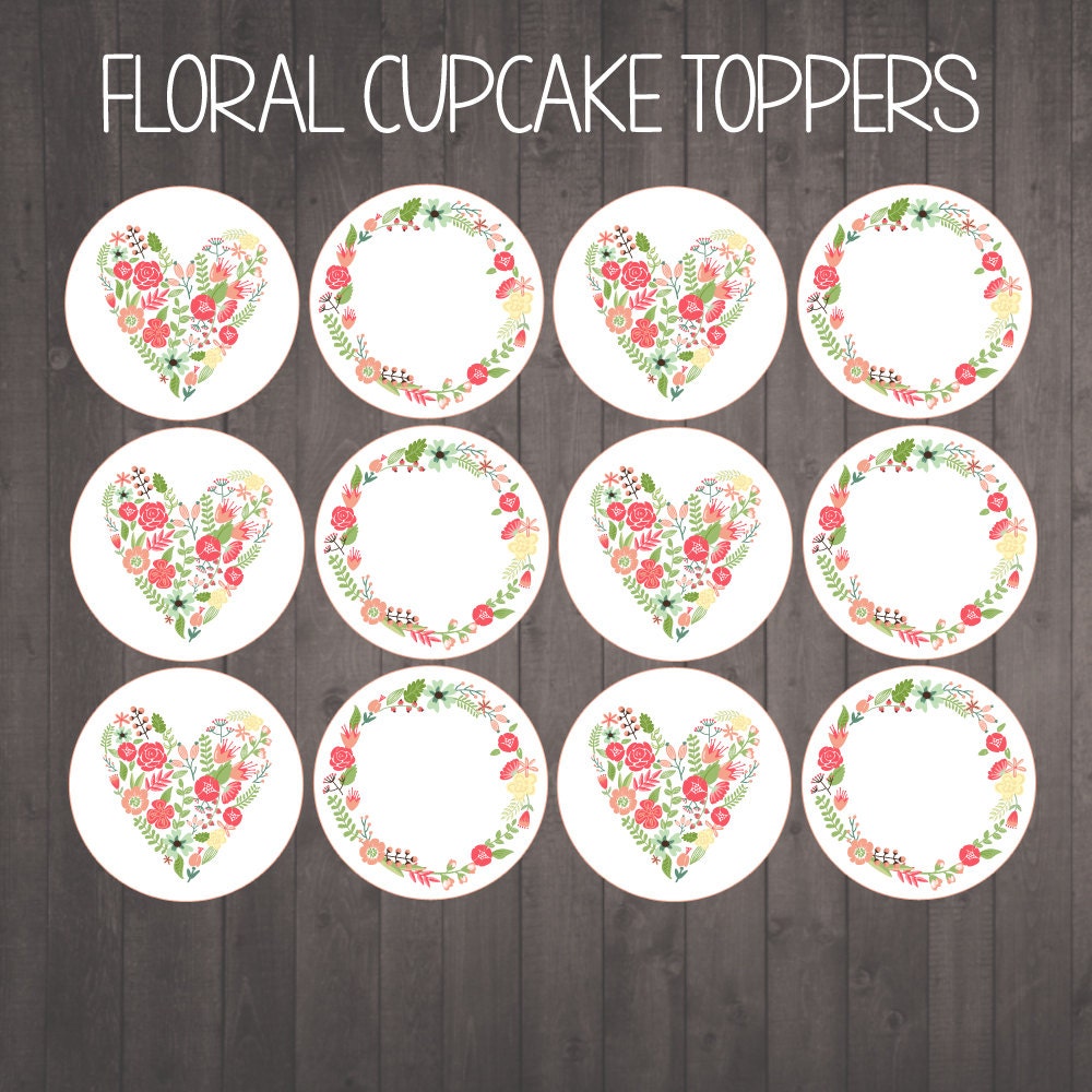 INSTANT DOWNLOAD Floral Cupcake Toppers For A Flower Themed Etsy instant-download-floral-cupcake-toppers-for-a-flower-themed-etsy