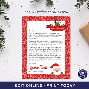 Santa Reply Letter in both UK A4 and US Letter - Editable Letter from Santa - Father Christmas Reply Letter - EDITABLE Santa reply letter