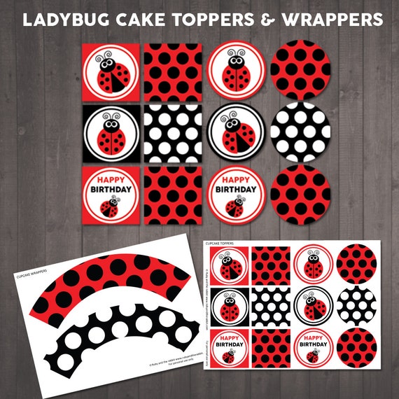 PRINTABLE Ladybug Cake Toppers and Wrappers INSTANT DOWNLOAD | Etsy