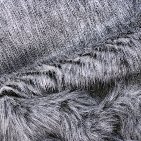 Northern Wolf fur, Artificial grey fur, 7" L  x7" W slice of winter gray faux fur for plushies, doll hair, photo prop, fur cuffs, sewing etc