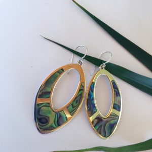 Kaile’a Genuine Paua Abalone Teardrop Dangle Sterling Silver Earrings