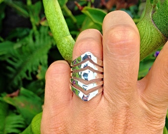 Makoa Hammered Sterling Silver Layered Ring