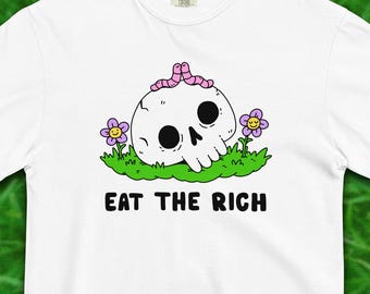 EAT THE RICH Skull and Worms T-Shirt - White