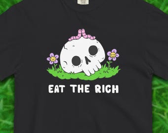 EAT THE RICH Skull and Worms T-Shirt - Black
