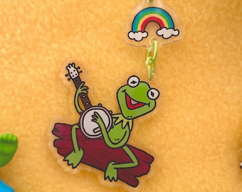 Kermit The Frog Rainbow Connection Keychain | Muppets Movie Nostalgia | Acrylic Keychain
