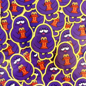 Grimace Happy Meal Sticker | Food Mascot Die Cut Vinyl Stickers | Free Shipping