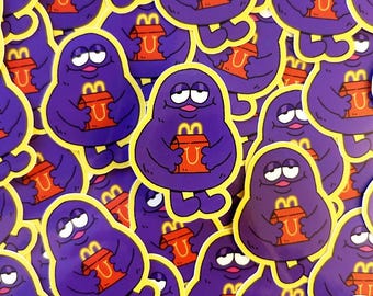 Grimace Happy Meal Sticker | Food Mascot Vinyl Stickers